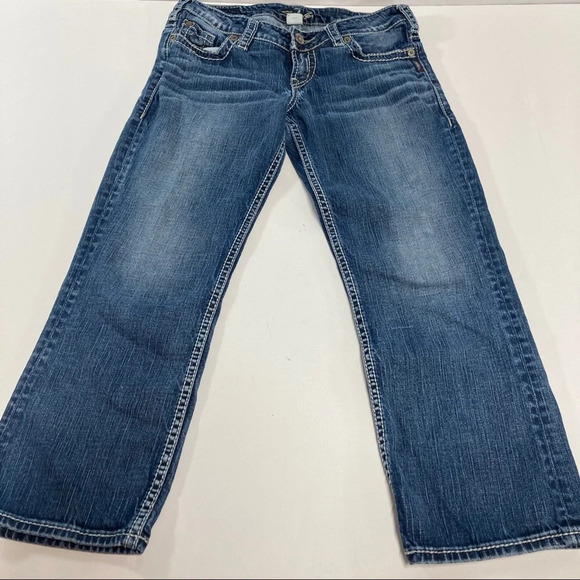 Silver Jeans Women's Sz 28 Santorini Capri/Cropped Jeans Medium Wash Blue Denim - Picture 2 of 11